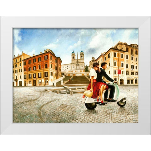 Lovers in Rome White Modern Wood Framed Art Print by Benson, Pierre