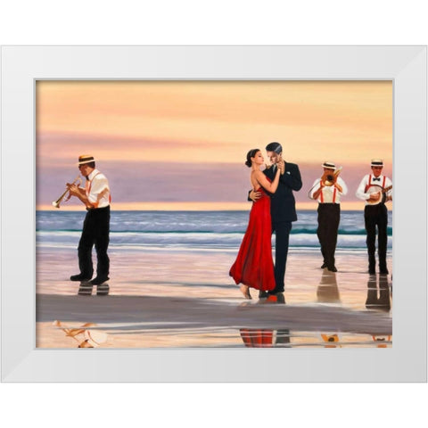 Romance on the beach - detail White Modern Wood Framed Art Print by Benson, Pierre