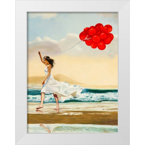 Collecting waves - detail White Modern Wood Framed Art Print by Benson, Pierre