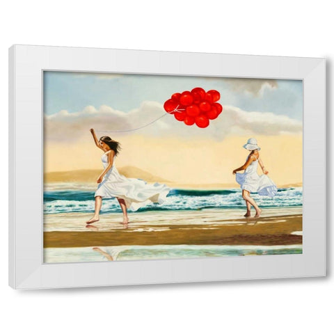 Collecting waves - detail White Modern Wood Framed Art Print by Benson, Pierre