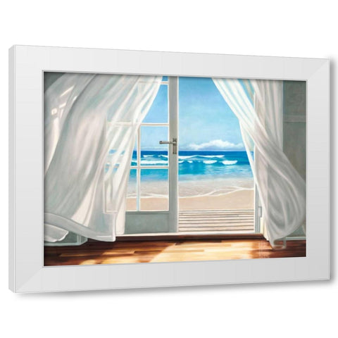 Window by the Sea White Modern Wood Framed Art Print by Benson, Pierre
