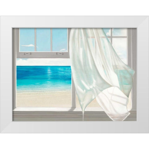 Emerald Seascape  (detail) White Modern Wood Framed Art Print by Benson, Pierre