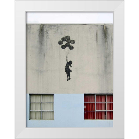 Building in Bristol (graffiti attributed to Banksy) White Modern Wood Framed Art Print by Anonymous (attributed to Banksy)