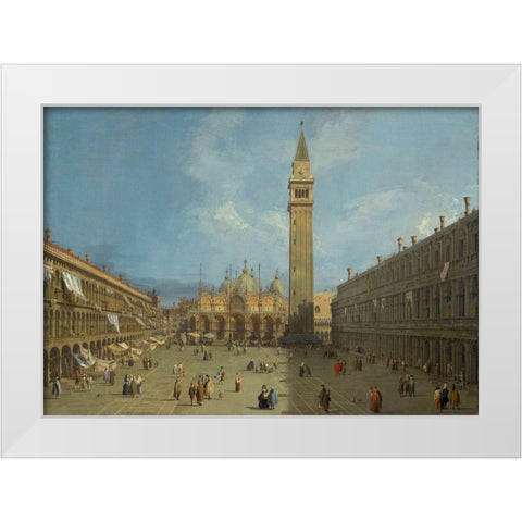 Piazza San Marco White Modern Wood Framed Art Print by Canaletto