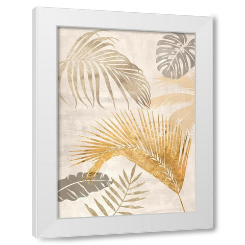 Palm Leaves Gold II White Modern Wood Framed Art Print by Grant, Eve C.
