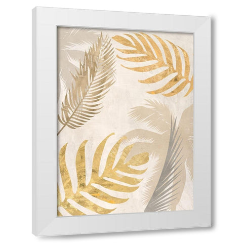 Palm Leaves Gold III White Modern Wood Framed Art Print by Grant, Eve C.