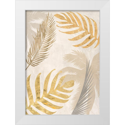 Palm Leaves Gold III White Modern Wood Framed Art Print by Grant, Eve C.