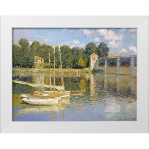 The Bridge at Argenteuil White Modern Wood Framed Art Print by Monet, Claude