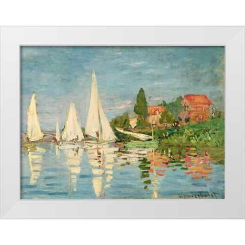 Regatta at Argenteuil White Modern Wood Framed Art Print by Monet, Claude