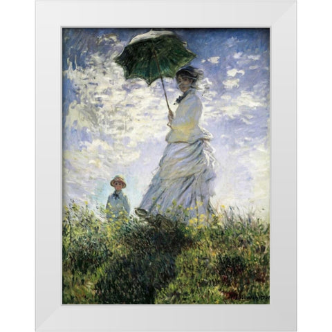 Femme a lâ€™ombrelle White Modern Wood Framed Art Print by Monet, Claude