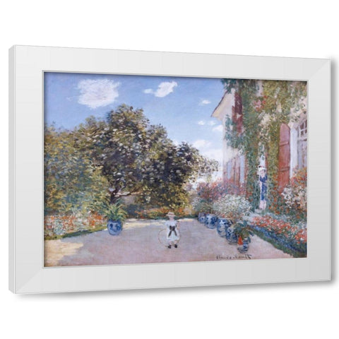 Garden of the Artist at Argenteuil White Modern Wood Framed Art Print by Monet, Claude