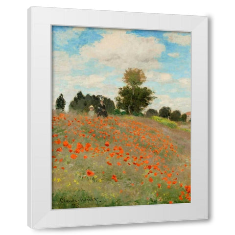 Coquelicots White Modern Wood Framed Art Print by Monet, Claude