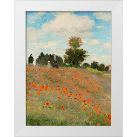 Coquelicots White Modern Wood Framed Art Print by Monet, Claude