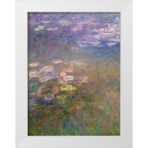 Water Lilies I White Modern Wood Framed Art Print by Monet, Claude
