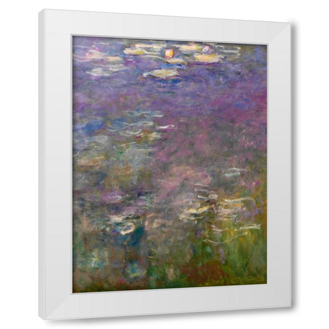 Water Lilies III White Modern Wood Framed Art Print by Monet, Claude