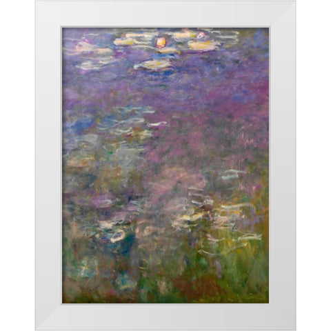 Water Lilies III White Modern Wood Framed Art Print by Monet, Claude