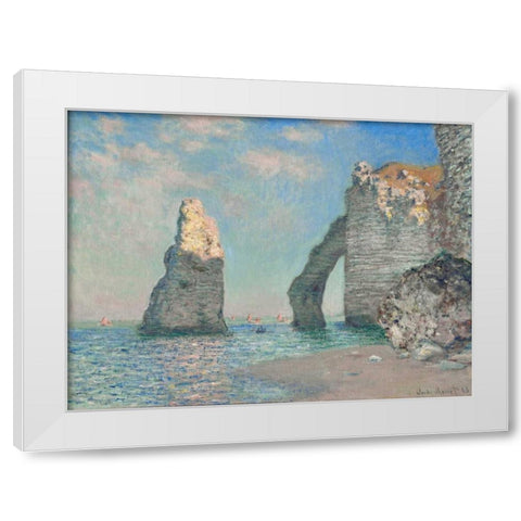 The Cliffs at Etretat White Modern Wood Framed Art Print by Monet, Claude