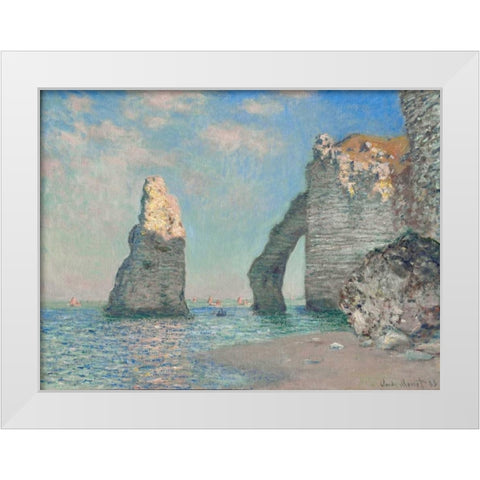 The Cliffs at Etretat White Modern Wood Framed Art Print by Monet, Claude