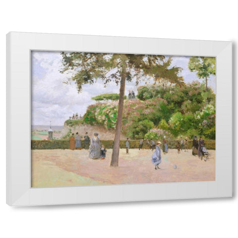 The Public Garden at Pontoise  White Modern Wood Framed Art Print by Pissarro, Camille