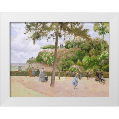 The Public Garden at Pontoise  White Modern Wood Framed Art Print by Pissarro, Camille