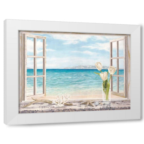 Ocean View White Modern Wood Framed Art Print by Dellal, Remy