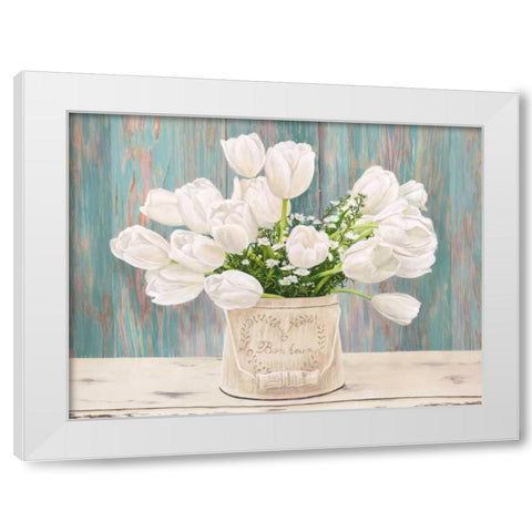 Country Bouquet White Modern Wood Framed Art Print by Dellal, Remy