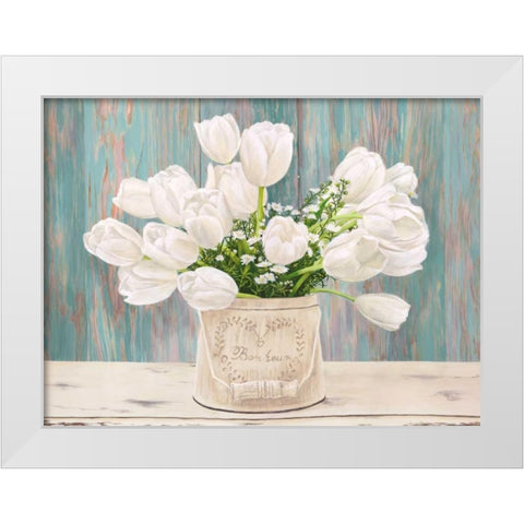 Country Bouquet White Modern Wood Framed Art Print by Dellal, Remy