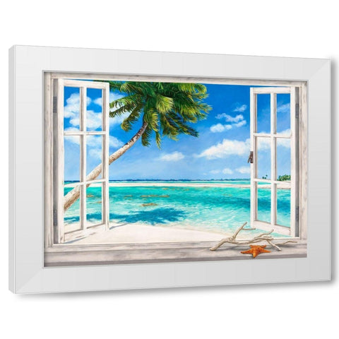 Baie tropicale White Modern Wood Framed Art Print by Dellal, Remy