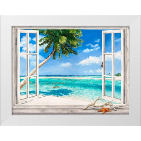 Baie tropicale White Modern Wood Framed Art Print by Dellal, Remy