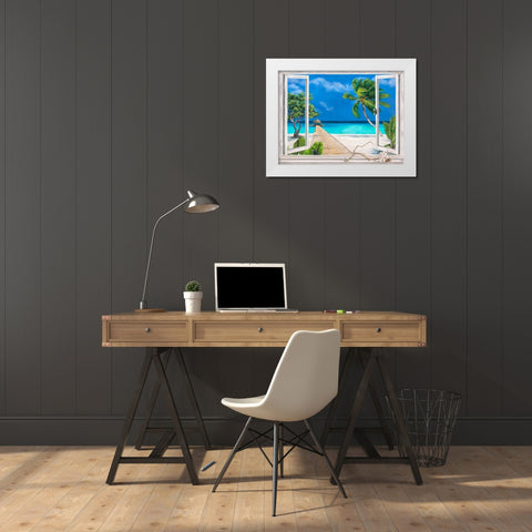 Plage tropicale White Modern Wood Framed Art Print by Dellal, Remy