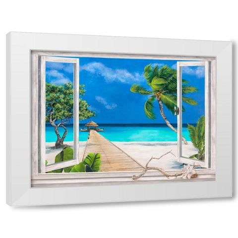 Plage tropicale White Modern Wood Framed Art Print by Dellal, Remy