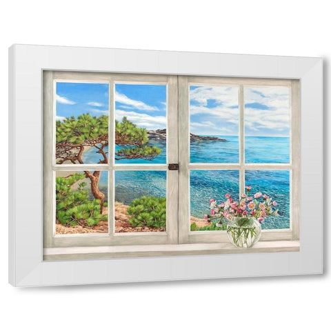 Baie mediterraneenne White Modern Wood Framed Art Print by Dellal, Remy