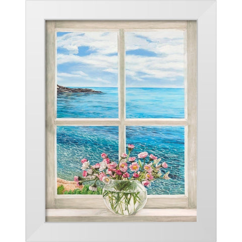Baie mediterraneenne II White Modern Wood Framed Art Print by Dellal, Remy