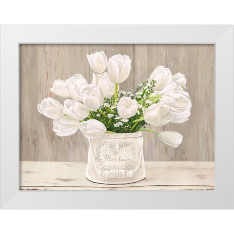Country Bouquet - neutral White Modern Wood Framed Art Print by Remy Dellal