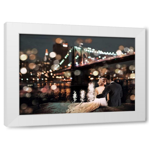 Kissing in a NY Night White Modern Wood Framed Art Print by Loumer, Dianne