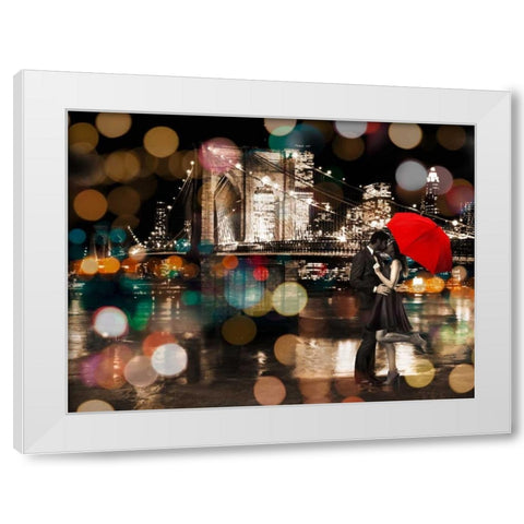 A Kiss in the Night White Modern Wood Framed Art Print by Loumer, Dianne
