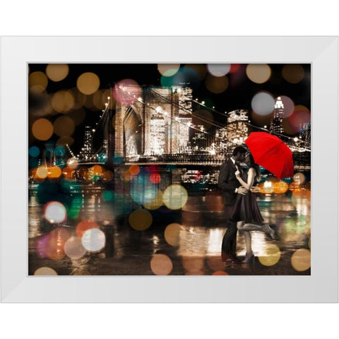 A Kiss in the Night White Modern Wood Framed Art Print by Loumer, Dianne