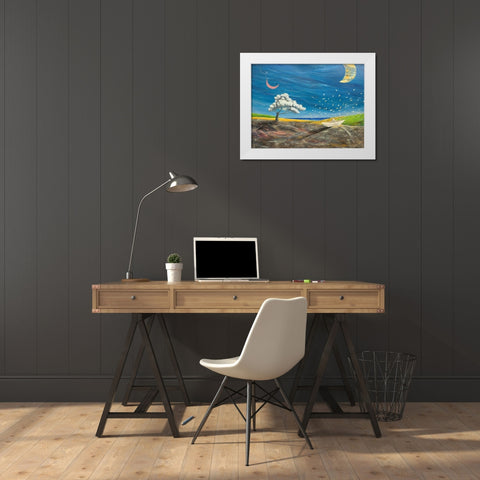 La grande luna sta lÃ¬ a guardare White Modern Wood Framed Art Print by Larotonda, Donato