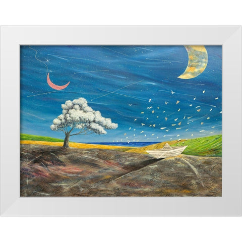 La grande luna sta lÃ¬ a guardare White Modern Wood Framed Art Print by Larotonda, Donato