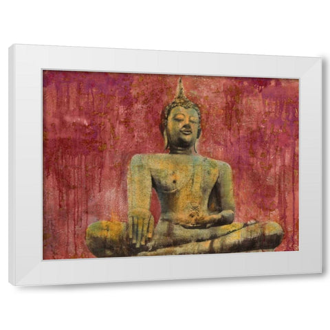 Golden Buddha White Modern Wood Framed Art Print by Moschetta, Dario