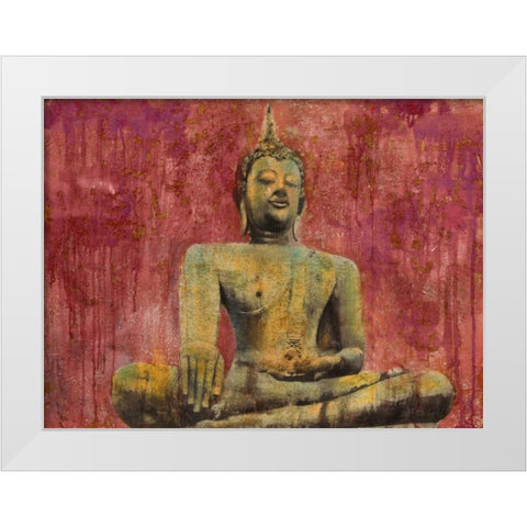 Golden Buddha White Modern Wood Framed Art Print by Moschetta, Dario
