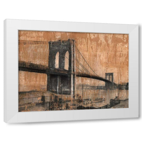 Brooklyn Bridge 2 White Modern Wood Framed Art Print by Moschetta, Dario