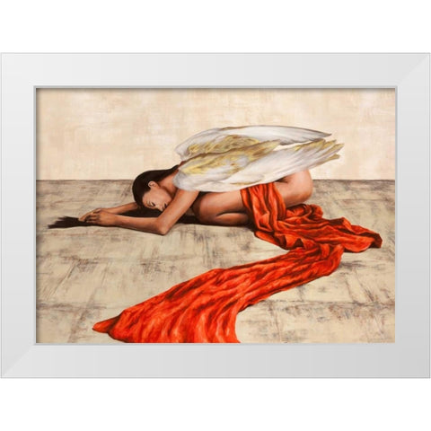 Reclined Angel White Modern Wood Framed Art Print by Duval, Sonya