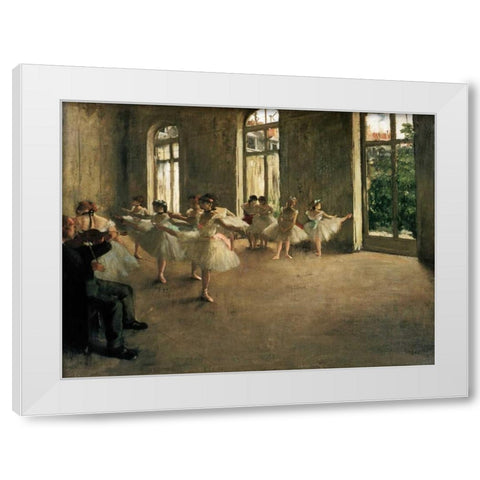 The Rehearsal White Modern Wood Framed Art Print by Degas, Edgar