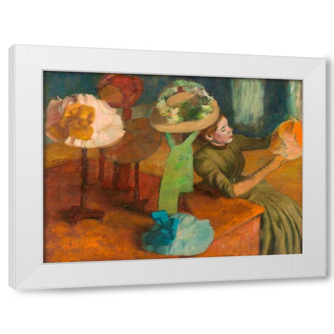 The Millinery Shop White Modern Wood Framed Art Print by Degas, Edgar