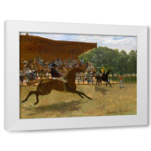 The False Start White Modern Wood Framed Art Print by Degas, Edgar
