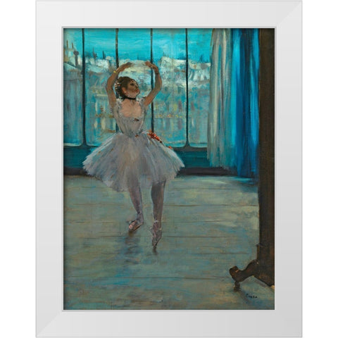 Dancer posing White Modern Wood Framed Art Print by Degas, Edgar