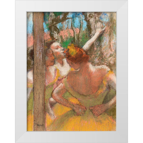 Dancers White Modern Wood Framed Art Print by Degas, Edgar