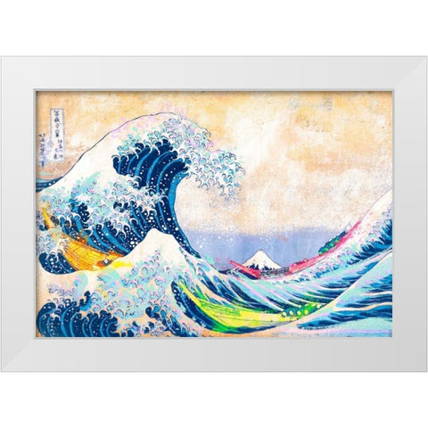 Hokusais Wave 2.0 White Modern Wood Framed Art Print by Chestier, Eric