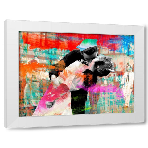 Kissing the War Goodbye 2.0 White Modern Wood Framed Art Print by Chestier, Eric